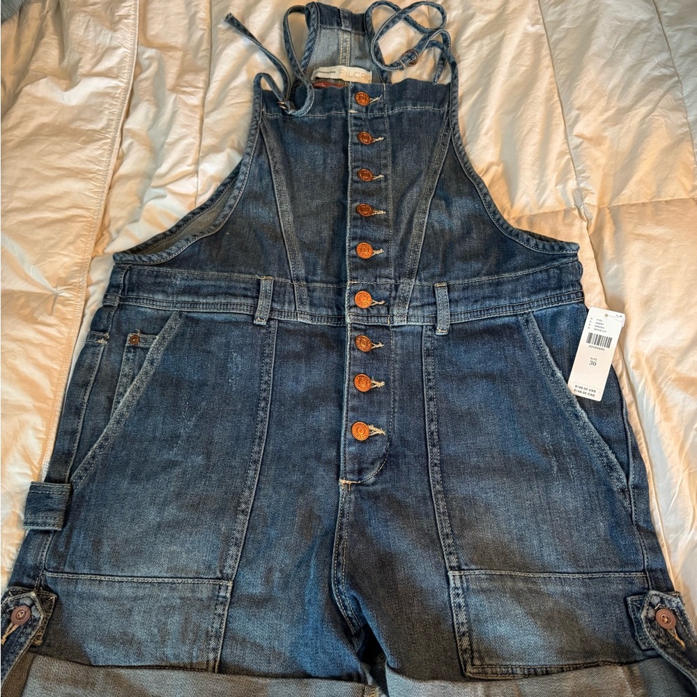 Denim Overalls shorts with Button Details
